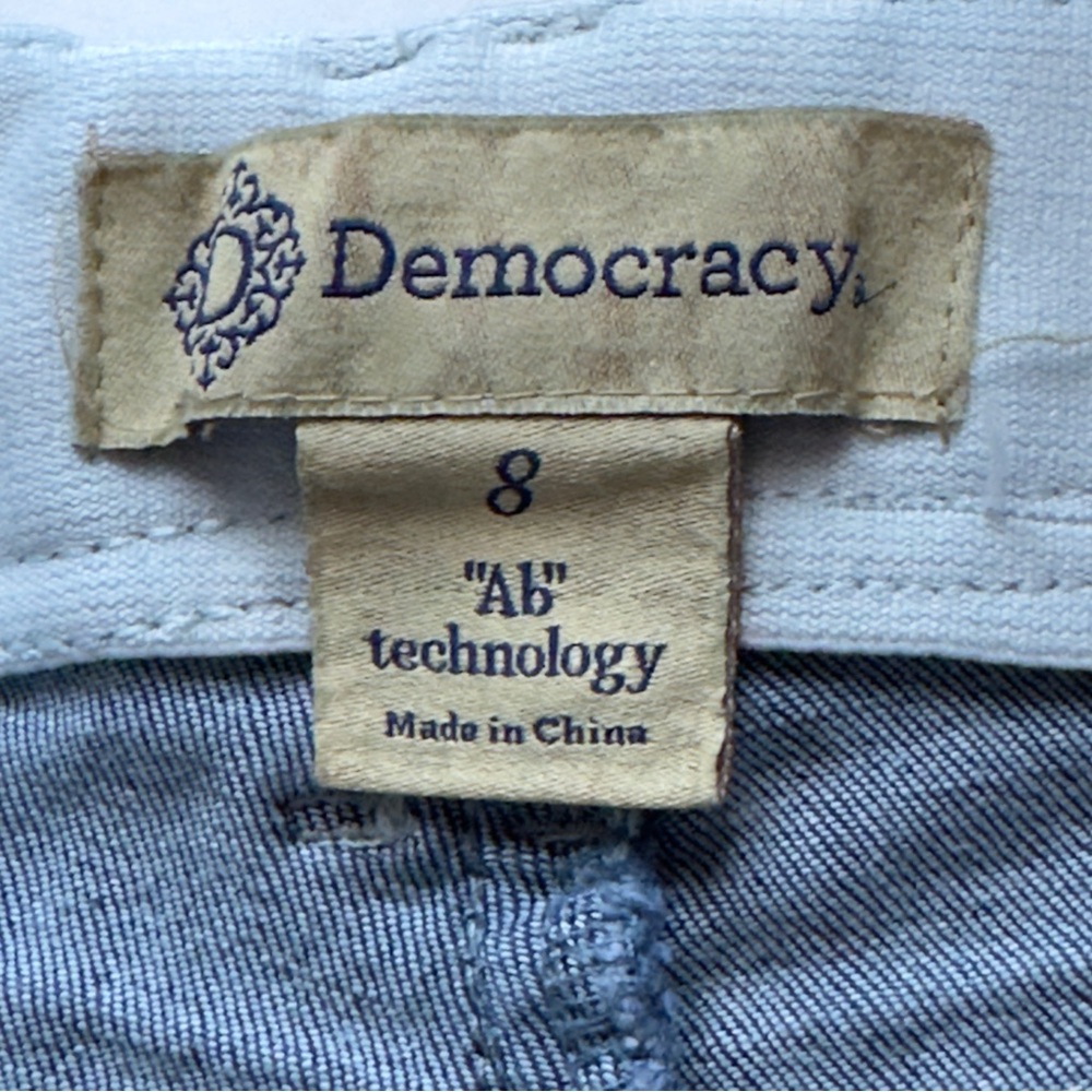 Democracy Ab Technology Skinny Jeans 8 Light Wash Stretch Raw Hem Distressed Mom - Picture 6 of 13